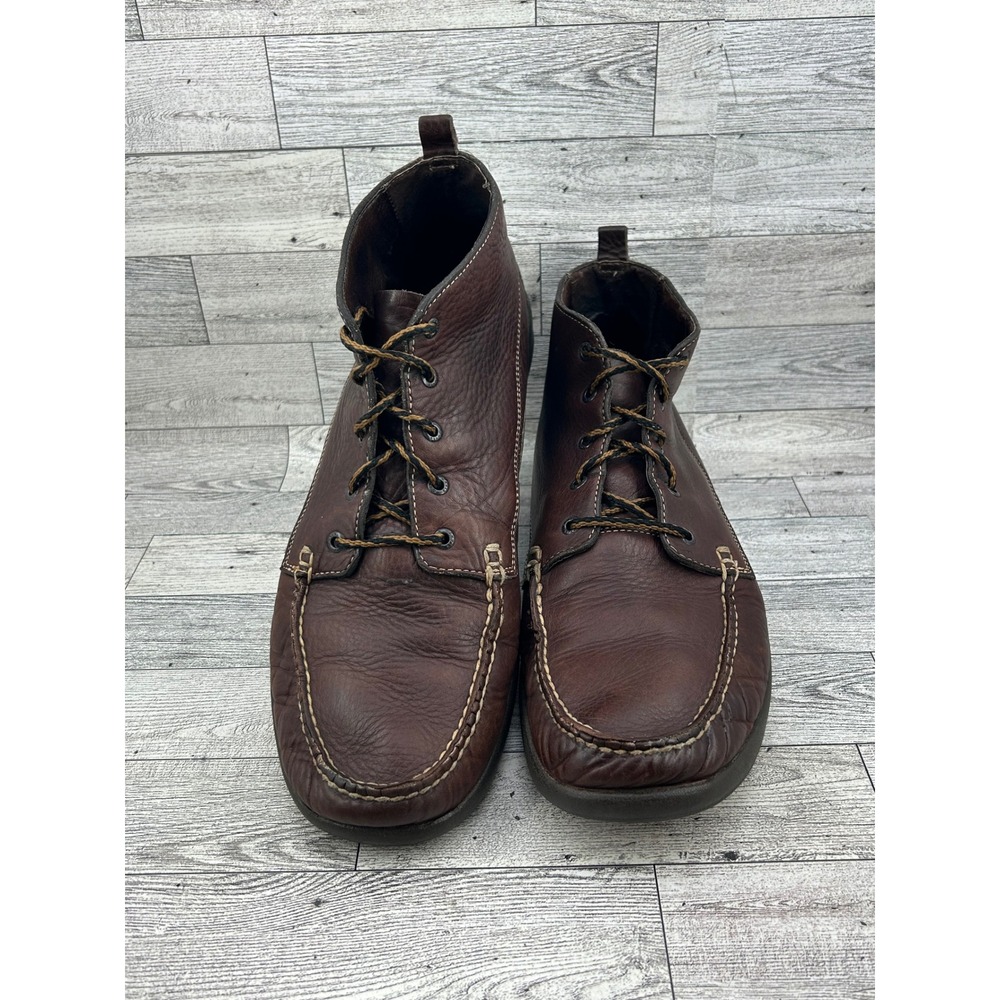 Orvis Men Brown Leather Moc Toe Chukka Boots Lace Up Ankle Shoes Size 12M